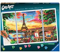 Ravensburger - CreArt format 80x50cm - Triptyque - Paysage Paris - Loisir créatif - Peinture par numéros - Adulte - Activité détente et créative - Dès 12 ans - 20134 - Version française