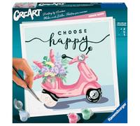 Ravensburger - CreArt Format carré 20x20 cm - Choose Happy - Loisir créatif - Peinture par numéros - Adulte - Activité détente et créative - Dès 12 Ans - 20125 - Version française