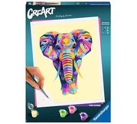 Ravensburger - CreArt grand format 24x30 cm - Eléphant - Loisir créatif - Peinture par numéros - Adulte - Activité détente et créative - Dès 12 ans - 28995 - Version française