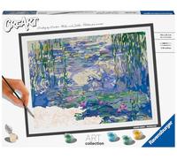 Ravensburger - CreArt Grand Format 30 x 40 cm - Claude Monet - Tableau Les Nymphéas - Art Collection - Loisir créatif - Peinture par numéros Adulte - Activité détente et créative dès 12 Ans - 23651