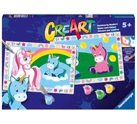 Ravensburger Creart Junior : licornes amusantes | Peinture par numéros pour enfants | Kit de peinture complet pour enfants | 2 figurines à peindre