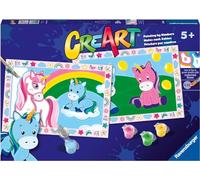 Ravensburger Creart Junior : licornes amusantes | Peinture par numéros pour enfants | Kit de peinture complet pour enfants | 2 figurines à peindre