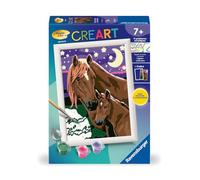 Ravensburger - CreArt Kids 13x18 cm - Numéro d'art - Chevaux à la Nuit tombée - dès 7 Ans - Kit de Peinture par numéros - avec Peinture phosphorescente - 25751
