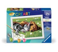 Ravensburger - CreArt Kids 13x18 cm - Numéro d'art - Duo Chat et Chien - Kit de Peinture par numéros - Dès 7 Ans - 25966