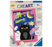 Ravensburger - CreArt Kids 18x24cm - Numéro d'art - Chat Noir - Edition plâtre - Kit de Peinture par numéros - Dès 9 Ans - 12023232