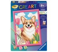 Ravensburger – Kit peinture par numéros CreArt Kids Corgi 18x24 cm – Dès 9 ans