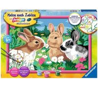 Ravensburger - CreArt Kids 31x21cm - Joli lapin | Peinture par numéros lapins pour enfants dès 9 ans avec cadre, pinceau et peintures acryliques, activité créative
