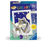 Ravensburger - CreArt Kids 8x12 cm - Portrait d'un Loup | Numéro d'art - Kit de peinture par numéros - Avec peinture phosphorescente - Dès 7 ans