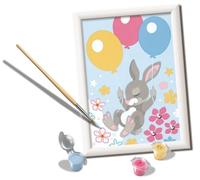 Ravensburger CreArt : Lapin avec Ballons - Peinture avec Chiffres pour Enfants de 7 Ans et Plus, kit de Peinture avec Planches, Cadre, Pinceau et Couleurs Inclus, 14 x 19 cm, idées Cadeaux