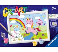 Ravensburger CreArt : Licornes avec Arc-en-Ciel - Peinture avec Chiffres pour Enfants de 7 Ans et Plus, kit de Peinture avec Planches, Cadre, Pinceau et Couleurs Inclus, 14 x 19 cm, idées Cadeaux