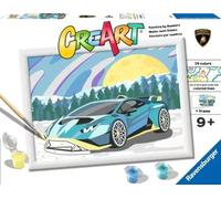 Ravensburger - CreArt Série D: Lamborghini, Kit de peinture par numéros, contient une planche pré-imprimée, un pinceau, des couleurs et des accessoires, un jeu créatif pour les garçons et les filles