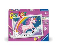 Ravensburger - Kit de peinture CreArt D Licorne rose néon - Peinture par numéros, cadre inclus, 18x24 cm