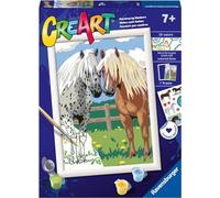 Ravensburger - CreArt Série D : Paire de chevaux, Kit de peinture par numéros, Contient une planche pré-imprimée, un pinceau, des couleurs et des accessoires, un jeu créatif pour enfants et filles 7+