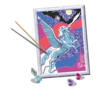 Ravensburger - CreArt Série D: Pégase étincelant, Kit de Peinture avec numéros, Contient Une Planche préimprimée, Pinceau, Couleurs et Accessoires, Jeu créatif pour Enfants 7 Ans