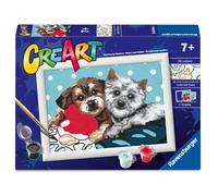 Ravensburger - CreArt Série E : amis à quatre pattes, peinture avec chiffres, kit de peinture pour enfants, cadre inclus, jeu éducatif et créatif, idée cadeau enfants 7 ans, 13 x 18 cm
