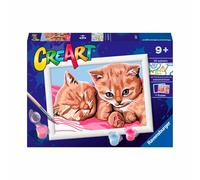 Ravensburger - CreArt Série E : Chatons rouges, kit pour peindre avec des chiffres, contient un tableau pré-imprimé, un pinceau, des couleurs et des accessoires, jeu créatif pour enfants de 9 ans et
