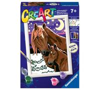 Ravensburger CreArt Série E Classic : chevaux lune et étoiles, kit de peinture par numéros, contient une planche pré-imprimée, un pinceau, des couleurs et des accessoires, jeu créatif pour enfants de
