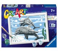 Ravensburger CreArt Série E Classic : dauphins ludiques, kit de peinture par numéros, jeu créatif pour enfants de 7 ans et plus