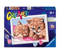 Ravensburger – Kit peinture par numéros CreArt Série E Chatons rouges, pinceau et couleurs, 9 ans