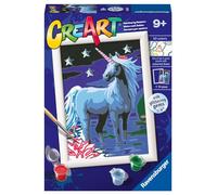 Ravensburger - CreArt Série E Classic : licorne magique, kit de peinture par numéros, contient une planche pré-imprimée, un pinceau, des couleurs et des accessoires, jeu créatif pour enfants de 9 ans