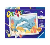 Ravensburger - CreArt Série E - Dauphin heureux | Peinture par numéros | Kit de peinture | Dimensions 13,20 x 9,50 cm | Jeux pour enfants 7 ans | Idées cadeaux | Cadeau Enfant 7 Ans