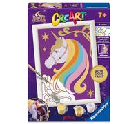 Ravensburger - CreArt Série E : licorne étoilée, peinture avec numéros, kit de peinture pour enfants, cadre inclus, jeu éducatif et créatif, idée cadeau enfants 7 ans, 13 x 18 cm