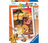 Ravensburger - CreArt Série E, Lion King, le Roi Lion, Peindre avec chiffres, Kit de peinture pour enfants, cadre inclus, jeu éducatif, idée cadeau enfant et fille 7 ans, 18 x 13 cm