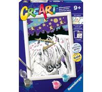 Ravensburger - CreArt Série E : Uniconios amoureux, kit de peinture par numéros, contient une planche pré-imprimée, un pinceau, des couleurs et des accessoires, jeu créatif pour enfants de 7 ans et
