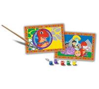 Ravensburger - CreArt Série Junior: Dino Ranch, Kit de peinture par numéros, contient deux tableaux préimprimés, un pinceau, des couleurs, un jeu créatif pour les garçons et les filles 5+ ans