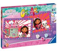Ravensburger - CreArt Série Junior : Gabby's Dollhouse, kit de peinture par numéros, contient deux planches pré-imprimées, un pinceau, des couleurs, un jeu créatif pour enfants de 5 ans et plus