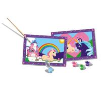 Ravensburger - CreArt Série Junior, Licornes, Kit de Peinture avec numéros, Contient 2 Tableaux pré-imprimés, Pinceau, Couleurs, Jeu créatif pour Hommes et Femmes à partir de 5 Ans