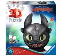Ravensburger Dragons 3 Ohnezahn mit Ohren 3D Puzzle-Ball 72 Teile: Erlebe Puzzeln in der 3