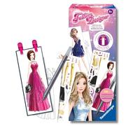 Ravensburger - Fashion Designer : tenues de soirée, jeu pour enfants de 6 ans et plus, créez et concevez des ensembles de mode, des accessoires, des autocollants, avec support pour dessiner