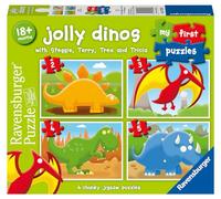 Ravensburger Jolly Dinosaurs My First Jigsaw Puzzles (2, 3, 4 and 5 Piece) Educational Toys for Toddlers Age 18 Months and Up