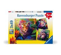 Ravensburger – Lot de 3 puzzles pour enfants 49 pièces Les bébés de la Jungle, 3 posters, dès 5 ans