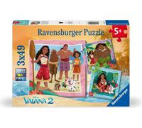 Ravensburger Kinderpuzzle 12004102 - Vaiana 2 Vers de nouvelles aventures - Puzzle pour enfants à partir de 5 ans, 3x 49 pièces
