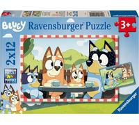 Ravensburger Kinderpuzzle - 12004111 Bluey - Puzzle pour enfants à partir de 3 ans, avec 2x12 pièces 12004111