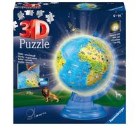 Ravensburger Globe 3D lumineux pour enfants – Puzzle 180 pièces, accessoires, sans colle