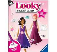 Ravensburger - Looky Livre de stickers - Livre stickers à colorier - 24 pages - Loisir créatif - Dessin de mode - Robes de soirée - Dès 4 ans - 13099073