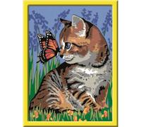 Ravensburger Malen Nach Zahlen Katze mit Schmetterling, Mal Set, Malvorlage, Vorlage, Bild, Kinder, Farbige Motivlinien, 28651 5