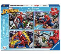 Ravensburger- Marvel Puzzle 4 x 100 pièces Bumper Pack, Spiderman, 6914