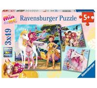 Ravensburger Mia and Me 05701 Puzzle pour Enfants à partir de 5 Ans, au Pays des Elfes et des Licornes, 3 x 49 pièces, Blanc