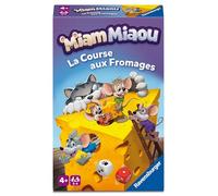 Ravensburger - Miam Miaou - La Course aux fromages - Mini Jeu - Premier Jeu de société - Jeu Rigolo - Compétitif - de 2 à 4 Joueurs - dès 4 Ans - 24959 - Version française