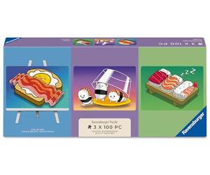 Ravensburger Minipuzzle-Trio 100 Teile - Ukiyo-e Katzenkrieger, Roter Panda & Drache