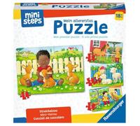 Ravensburger ministeps - 4169 - Mon tout premier puzzle - Zoo pour enfants - 4 premiers puzzles de 2 à 5 pièces - Jouet à partir de 18 mois