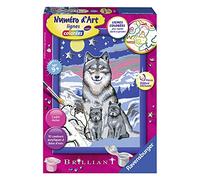 Ravensburger - Numéro d’Art Format 13x18cm - Famille de Loups - Loisir créatif - Kit de Peinture par numéros - avec pièces de Bijoux - Activité créative - Dès 9 Ans - 29667 - Version française