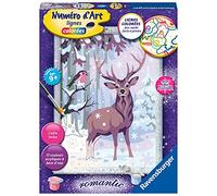 Ravensburger - Numéro d’Art Format 18x24cm - Cerf Romantique - Loisir créatif - Kit de Peinture par numéros - avec Effet Scintillant - Activité créative - Dès 9 Ans - 28794 - Version française
