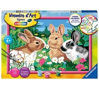 Ravensburger - Numéro d’Art Format 31x21cm - Lapins dans Le pré - Loisir créatif - Kit de Peinture par numéros - Activité détente et créative - Dès 9 Ans - 28789 - Version française