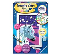 Ravensburger - Numéro d’Art format 8x12cm - Licorne scintillante - Loisir créatif - Kit de peinture par numéros - Avec peinture phosphorescente - Activité détente et créative - Dès 7 ans - 29613 - Version française