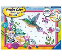 Ravensburger - Numéro d’Art Grand Format - Colibri et Fleurs Exotiques - Loisir créatif - Kit de Peinture par numéros - Activité détente et créative - Dès 7 Ans - 20098 - Version française